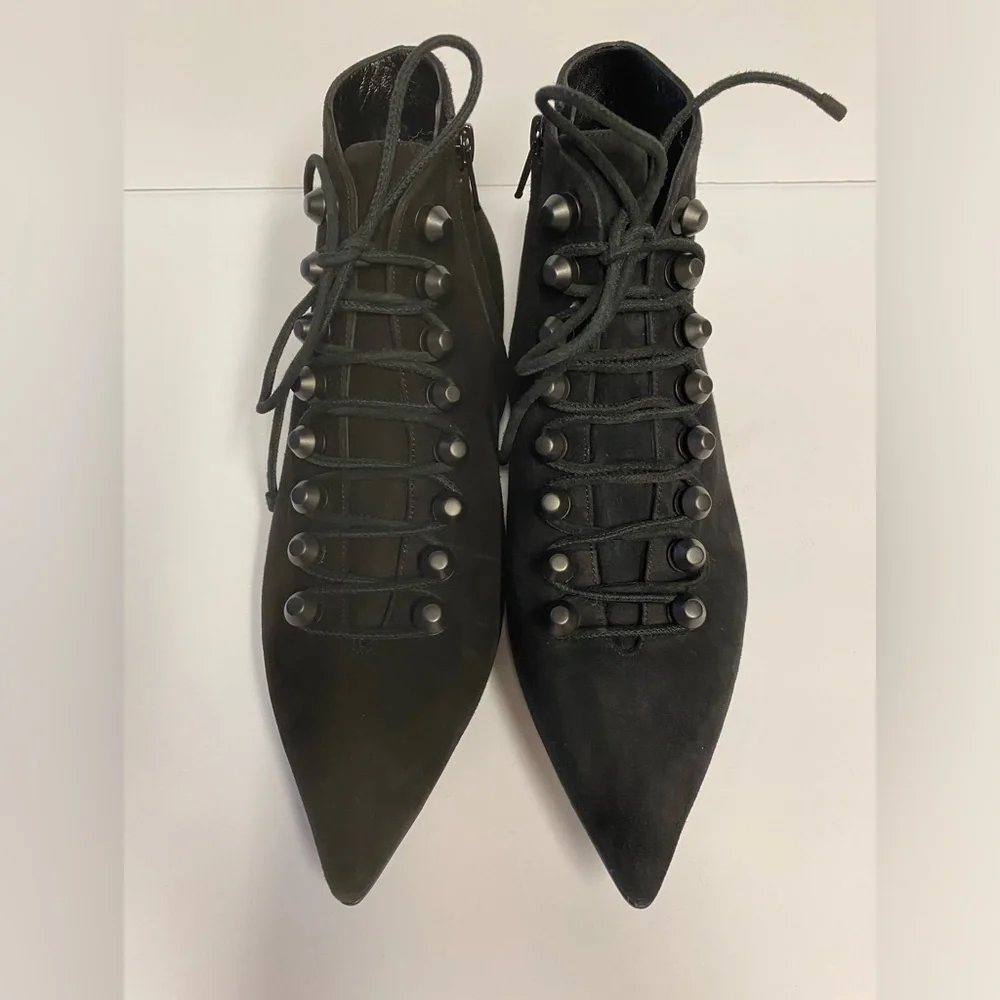 Balenciaga flat ankle boots suede lace up black 38 - Picture 4 of 9